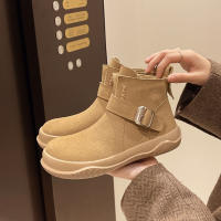 Nuevas botas planas casuales retro con hebilla de cinturón - details 6