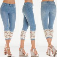 Pantalones vaqueros elásticos de encaje para mujer, Jeggings recortados ajustados hasta la pantorrilla - details 2