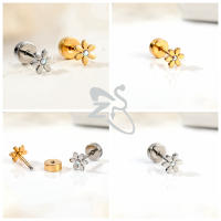 ZS-pendientes de acero inoxidable para mujer y niña, aretes de 20G con forma de corazón, estrella, Circonia cúbica, cristal, Piercing para el lóbulo y la hélice del cartílago, 1 unidad - details 12