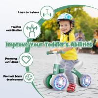 Bicicleta sin Pedales con Cuatro Ruedas Luminosas - Juguete Bebé 12-24 Meses, Correpasillos Seguro para Niños/Niñas - Regalo Cumpleaños Navidad (Primera Bicicleta Infantil) - details 2