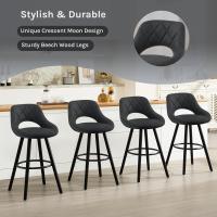 Juego de Taburetes de Cocina Alto 2 Piezas con Resalto y Reposapiés Altos para Bistro, Cafetería y Cocina Funda de Piel Sintética y Patas de Madera Blanco - details 23