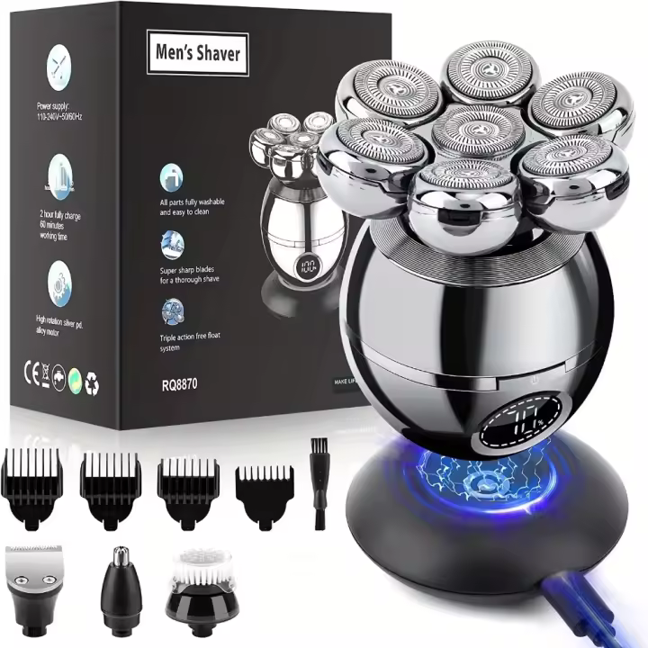 Afeitadora recargable por USB, cabezal de afeitado, cabezal de afeitado inteligente para hombres, Afeitadora eléctrica de siete cuchillas - 1