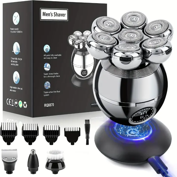 Afeitadora recargable por USB, cabezal de afeitado, cabezal de afeitado inteligente para hombres, Afeitadora eléctrica de siete cuchillas - 1