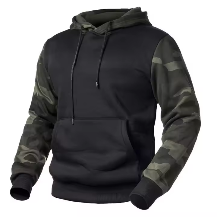 Sudadera de camuflaje de otoño e invierno de manga larga para hombre, sudadera con capucha de lana. - 1