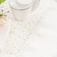 Mantel de Saten con Encaje Floral Color Sólido para Fiestas, Bodas, Decoración del Hogar - details 5