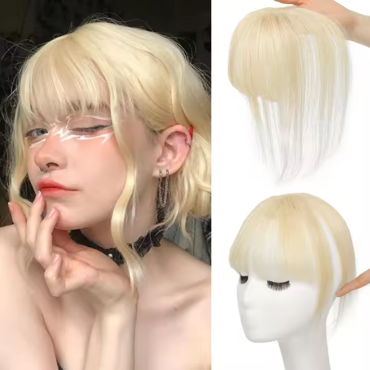 Extensiones de cabello con flequillo para mujer, 4x6/5x7, 100% de cabello humano, flequillo tenue 3D, Clip para pérdida de cabello, piezas de cabello con flecos - 1