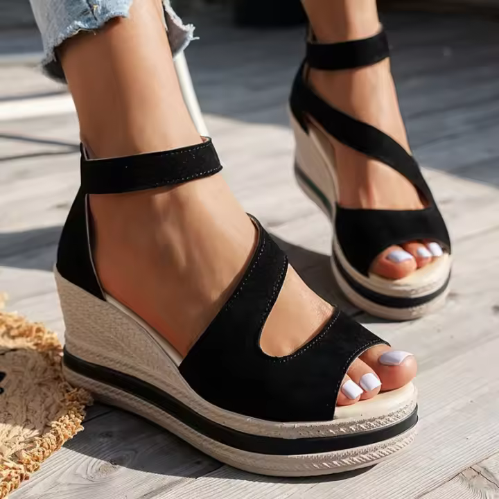 Sandalias de cuña de verano para mujer, zapatos de moda Cómodo tacón alto ligero - 1