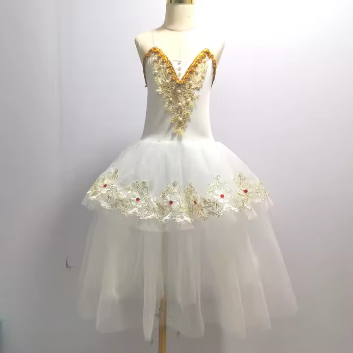 Vestido de Ballet rosa para mujer, vestido romántico largo para niña, ropa de actuación, faldas de danza del vientre de cisne - 1