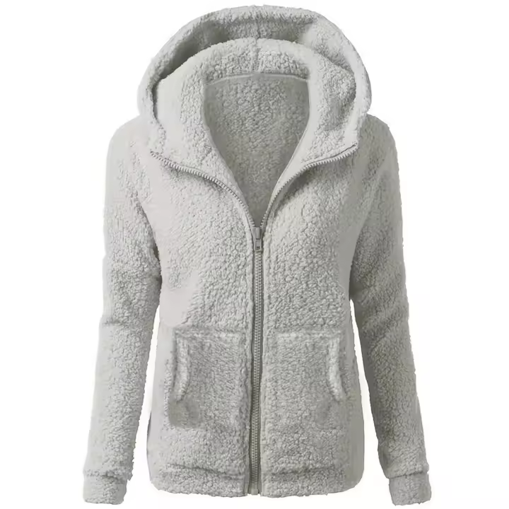Sudadera con Capucha de Peluche para Mujer Ouwu Moda de Color Sólido, Ajuste Suelto, Estilo Tendencia 2024 - 1