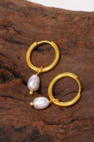 Elegantes pendientes de Perlas de Agua Dulce colgantes de Mujeres colgantes de Maple en todos los colores con pendientes de Anillo Redondo de Amor en stock - details 16