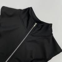 Conjunto de Top Corto Ajustado sin Cuello con Cremallera de Color Sólido para Mujer Primavera/Verano 2025 y Shorts Ajustados de Cintura Alta. - details 9