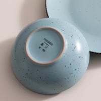 VANCASSO-vajilla de cerámica de la serie MODA, juego de vajilla de gres azul con plato de cena, plato de postre, cuencos y tazas, 16 piezas - details 11