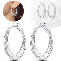 Pendientes de aro de Plata de Ley 925 para mujer, aretes redondos de circonita verde, regalos de joyería - details 2