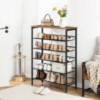 Zapatero, Zapatero de 6 Niveles, Estantería para Zapatos, Estantes de Malla Ajustables, para Entrada, Pasillo, Dormitorio, Estructura Metálica, Marrón Rústico y Negro - details 8