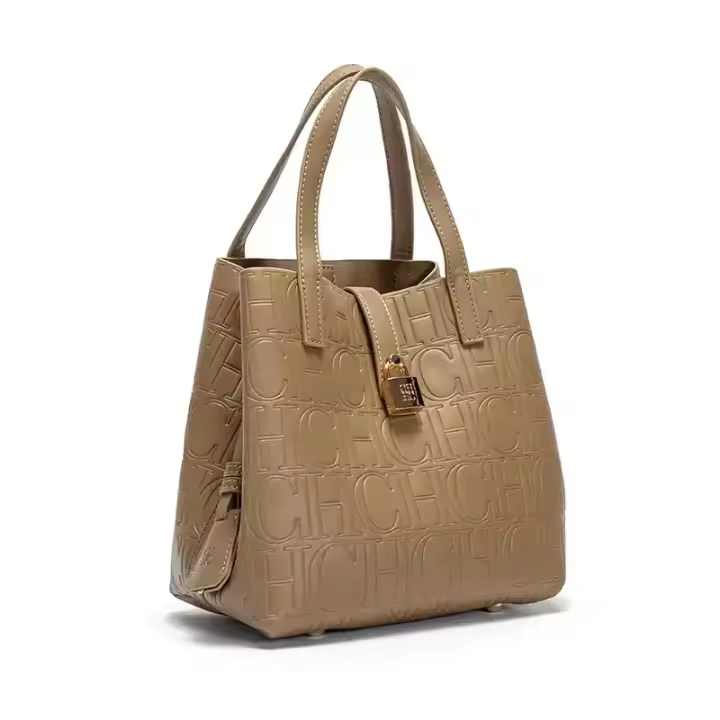 Bolso Bandolera Para Mujer CH En Relieve Con Diseño De Impresión De Letras Gran Capacidad Elegante Temperamento Bolso De Mano Casual - 1