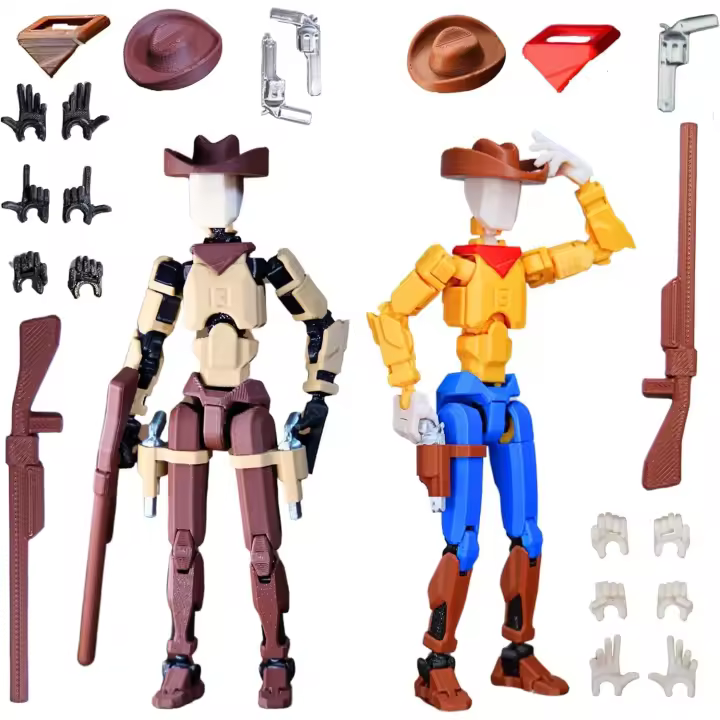Figura de acción Cowboy t13｜Paquete de 2 de 5,4 pulgadas｜Montaje completado｜ Figura de acción ficticia 13 impresa en 3D para coleccionistas｜Regalo Lucky 13 para niños - 1