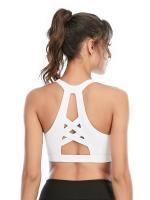 Tops cortos cruzados para mujer, camisa deportiva de manga corta blanca para Yoga - details 2