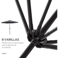 Parasol de Jardín con Manivela Ø295x250 cm Inclinable y Desmontable de Metal para Balcón, Piscina, Patio - details 32