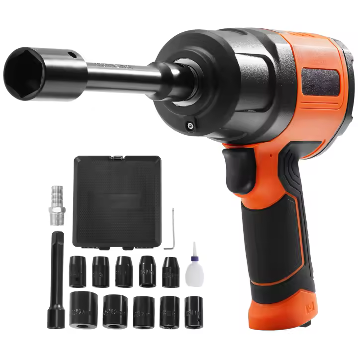 SucceBuy Llave de impacto neumática de 1/2 pulgada, pistola neumática liviana de 4,6 lb, torque de 1400 ft-lb, juego de llaves de vaso de acero CR-V de 11 piezas con estuche de transporte - 1