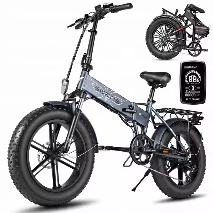 Engwe EP-2 boost 13Ah 120ks 20" bicicleta eléctrica con neumáticos retráctiles todoterreno gris - 1