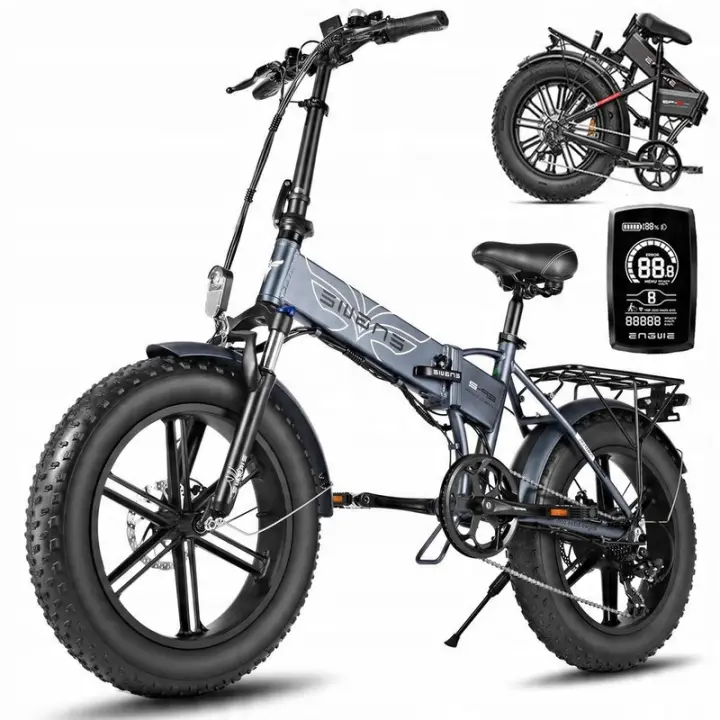 Engwe EP-2 boost 13Ah 120ks 20" bicicleta eléctrica con neumáticos retráctiles todoterreno gris - 1