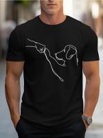 Camiseta de manga corta con cuello redondo y estampado de perro divertido, 100% algodón, casual, deportiva, holgada, para hombre - details 6