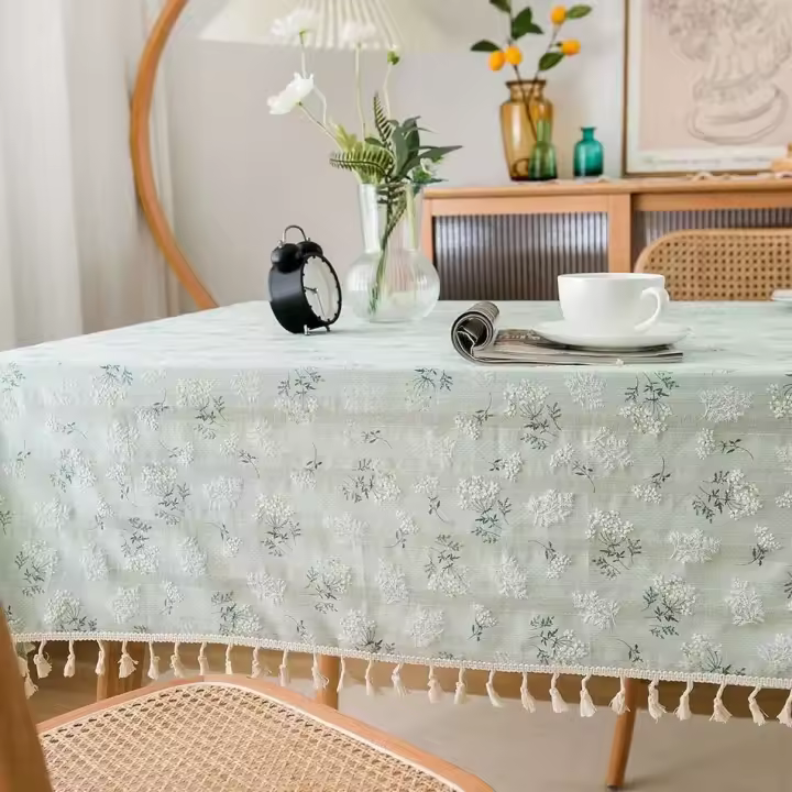 Mantel de algodón con borlas de Margarita de estilo coreano, decoración de café, cubierta rectangular para mesa de cocina, restaurante de bodas - 1