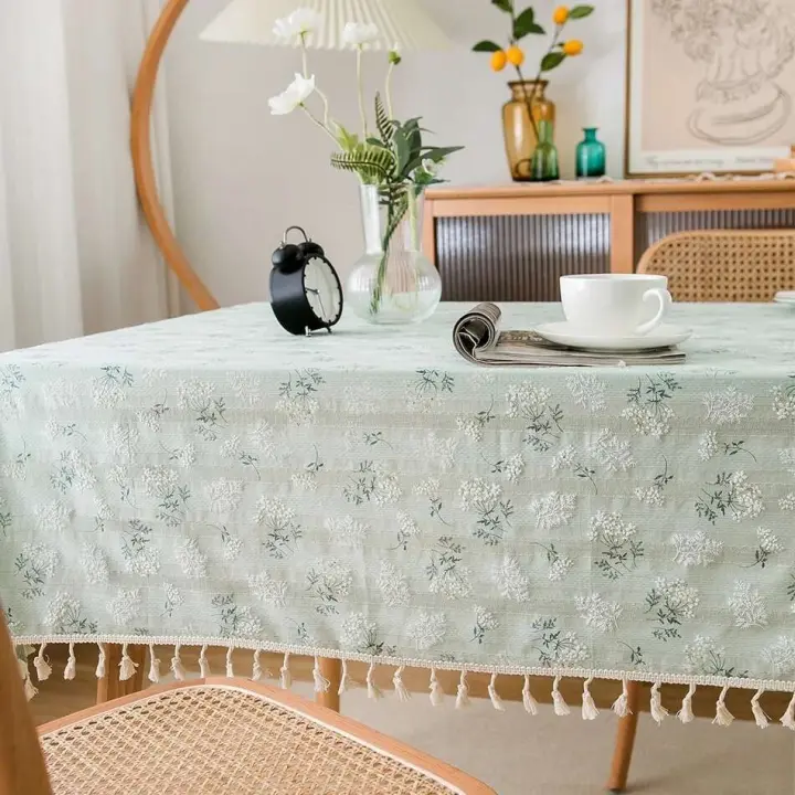 Mantel de algodón con borlas de Margarita de estilo coreano, decoración de café, cubierta rectangular para mesa de cocina, restaurante de bodas - 1