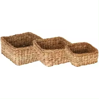 MGE World Juego de 3 Cestas de Paja Cajas de Almacenamiento Multiusos Organizador de Armarios, Estantes, Cajones Caja de Juguetes - 1