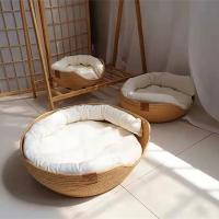 Cesta de ratán para mascotas, colchón de hierba tejida, nido para gatos, perrera, tabla para rascar de paja, cama para gatos para cachorros y gatitos, Universal para todas las estaciones - details 2