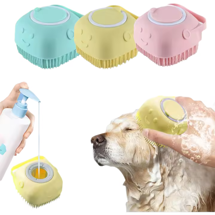Cepillo de silicona suave para perro, Baño de mascotas, masaje, champú, cachorro, gato, lavado, aseo, ducha - 1