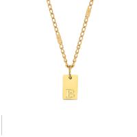 Collar de acero inoxidable dorado para mujer, joyas colgantes con letras - details 3