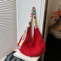 Bolso de mano de ganchillo de gran capacidad para mujer, bolsa tejida hueca ligera de estilo étnico, con correa bordada, tejido de algodón - details 34