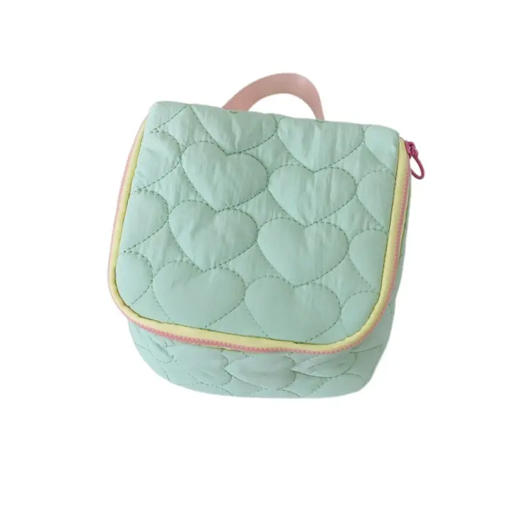 Bolsa de cosméticos pequeña y cuadrada con forma de corazón de amor, bolsa de aseo para mujer encantadora, bolsa de maquillaje ligera con cremallera, bolso de mano - 1