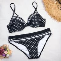 Bikinis negros sexys para mujer, traje de baño de lunares, conjunto de Bikini acolchado con Push-up 2022 - details 2