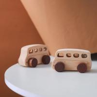 Juguetes Montessori de madera para bebé, carritos hechos a mano sin Bpa, coche de dibujos animados, autobús, decoración de - details 2