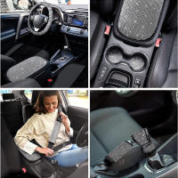 Juego de accesorios de coche para mujer, Kit de funda de asiento transpirable brillante para volante de cristal, 15 piezas - details 6