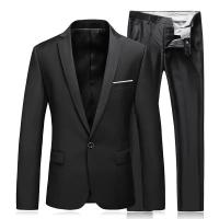 Conjunto de Traje de Negocios para Hombres de Alta Calidad Estilo Clásico de Dos Piezas Negro - details 3
