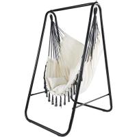 Silla Hamaca Colgante con Soporte, Columpio con Conjines, Carga Máxima 100 kg, para Interior y Exterior Beige - details 0