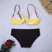 Conjunto de Bikini con Push-up para mujer, bañador Sexy, traje de baño para mujer, Bikini con cuello Halter, ropa de playa con estampado de hojas 2023 - details 3