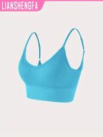 Sujetador deportivo clásico sin espalda con cuello halter y yoga acanalado de punto para cultivo de cabello. - details 2