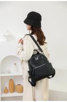 Mochila pequeña de moda para mujer, Mochila De Cuero Negro marrón simple, mini mochila de viaje informal para teléfono, regalos para niñas - details 11