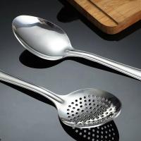 Colador de acero inoxidable pulido, cuchara para sopa, cabezal puntiagudo, filtro de aceite multifuncional, colador, cuchara de sopa para el hogar - details 5