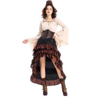 Disfraz de batas de flamenca de Halloween: Un vestido largo de la Reina Pirata con cintura ceñida y hojas de loto - details 10