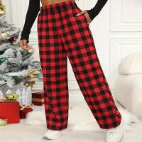 Pantalones de pijama de Navidad para mujer, pantalones con estampado a cuadros de otoño e invierno, pantalones rojos, pantalones casuales de pierna ancha a la moda, ropa de calle - details 3