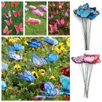 Mariposa de simulación multicolor con varillas para decoración de jardín, mariposas de doble capa vívidas, flores, bricolaje, 10 piezas, 8cm - details 1