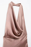 Vestido largo de satén sin mangas para mujer, casual Tre con escote grande y espalda abierta, fruncido, verano - details 9