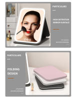 LZ1217 Espejo de Maquillaje de Cuero Sintético LED Plegable con 3 Colores de Luz, Espejo de Baño Recargable Tipo-C, Espejo de Belleza (Pequeño) - details 15