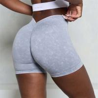 Pantalón corto deportivo sin costuras con cuello V-BO para mujer, malla elástica en forma de V, gimnasio y bicicleta - details 3