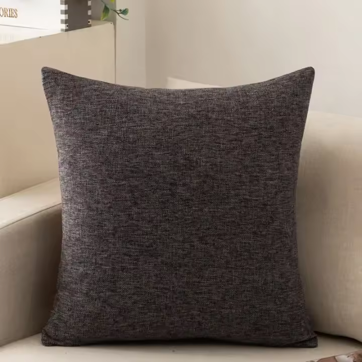 Funda de almohada de algodón y lino para sala de estar, cojín de sofá de color sólido, estilo escandinavo ins, funda de almohada de cintura de invierno - 1